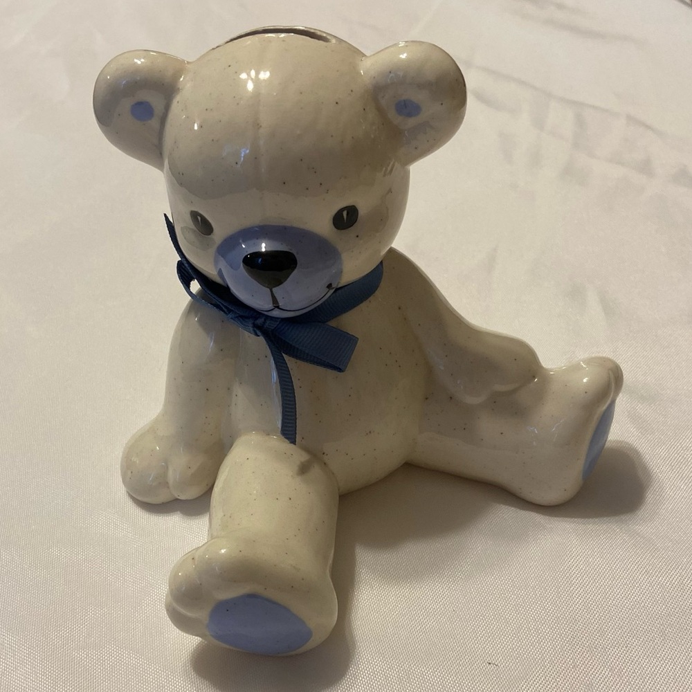 Vintage Ceramic Teddy Bear Piggy Bank Baby Shower First Birthday Gift